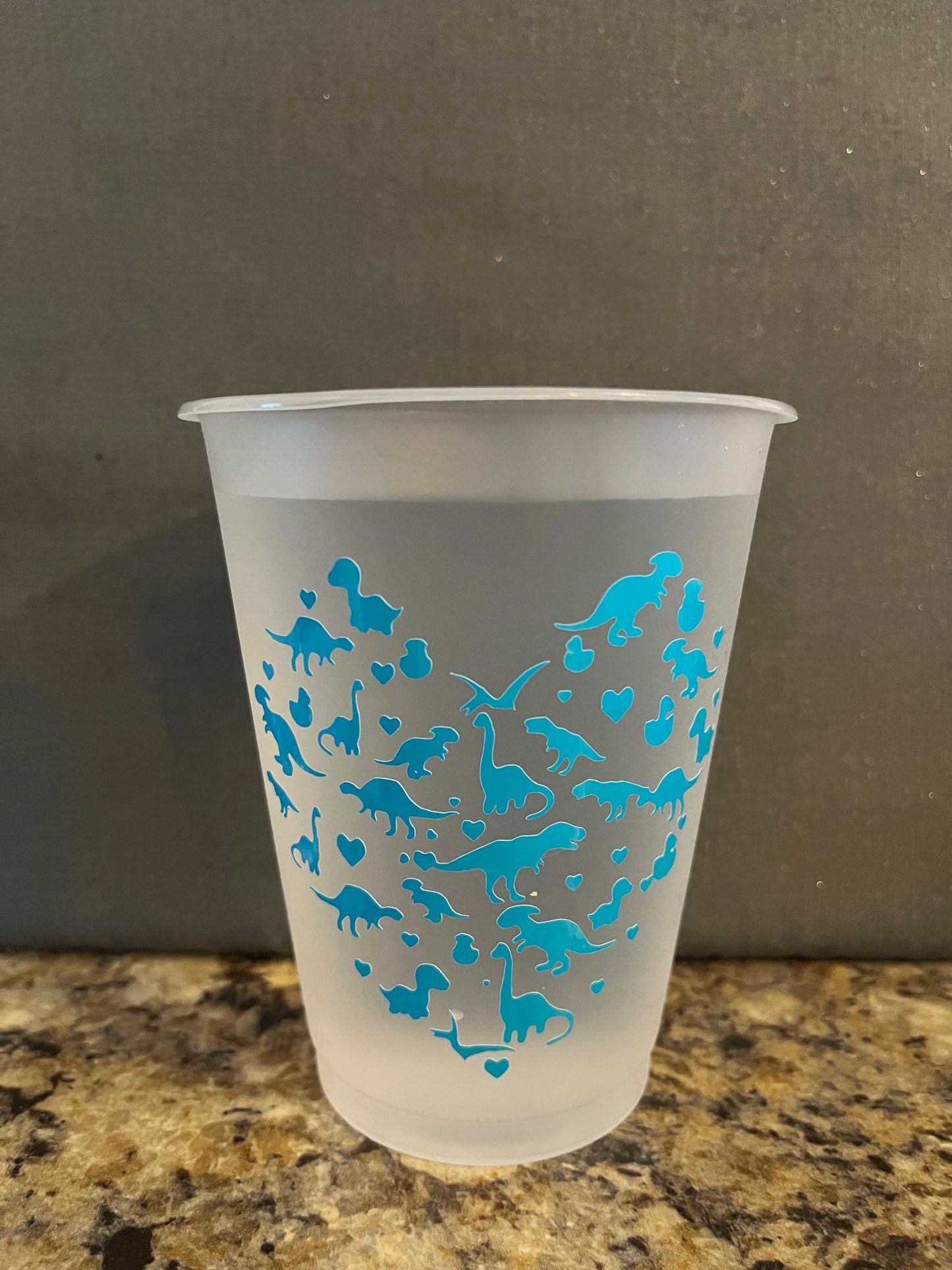 16oz plastic reusable color changing Dino cup